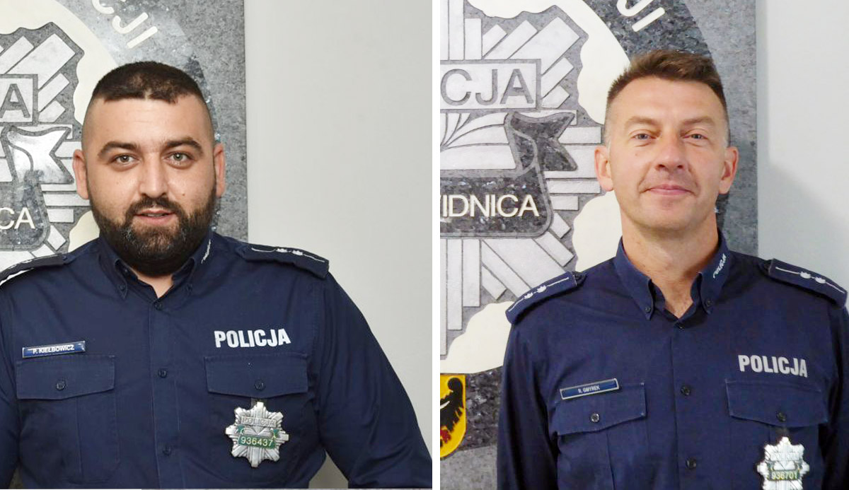 Matka podziękowała strzegomskim policjantom. Uratowali życie jej synowi. 