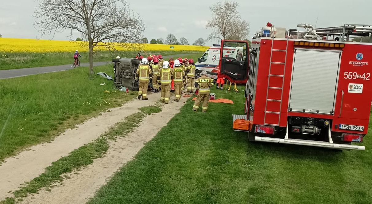 Samochód uderzył w drzewo pod Morawą. Jedna osoba trafiła do szpitala [FOTO] 