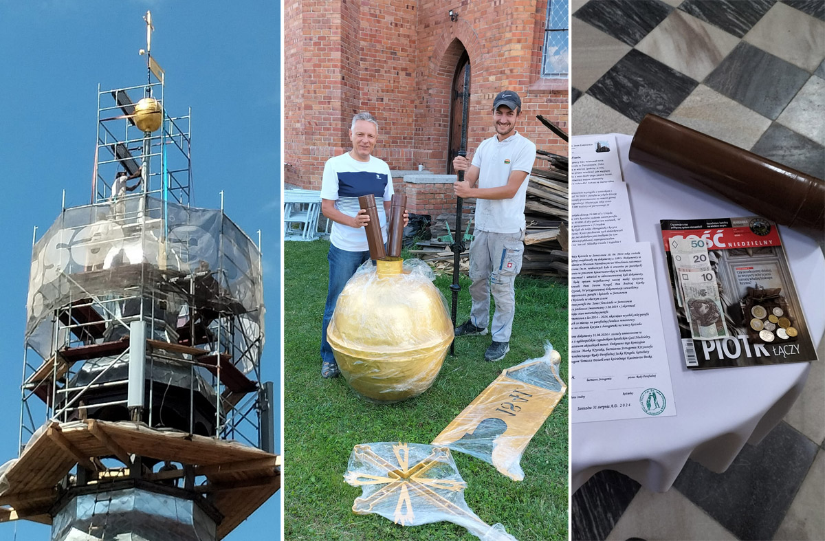 Zaktualizowana kapsuła czasu wróciła do hełmu wieży kościoła w Jaroszowie [FOTO] 