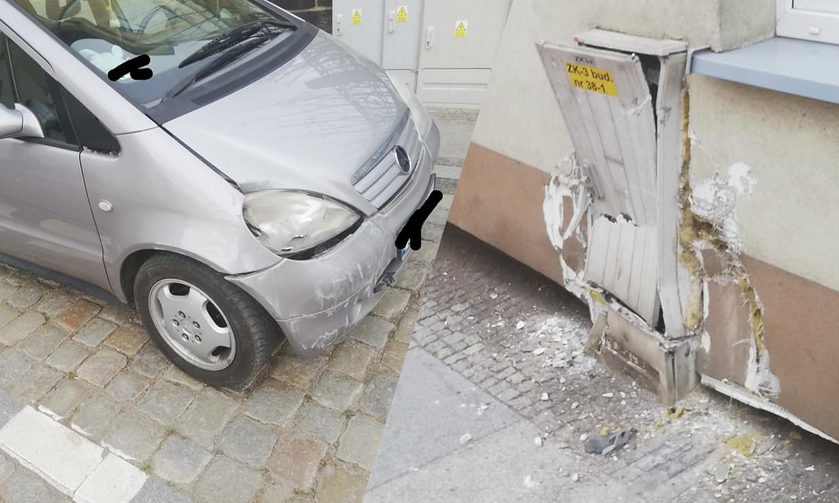 Samochód uderzył w budynek [FOTO] 