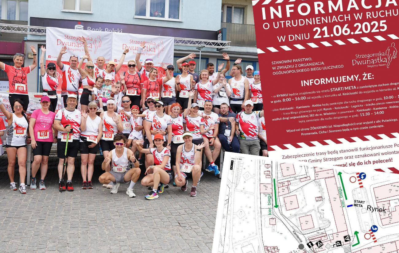 Zmiana organizacji ruchu na czas Ogólnopolskiego Biegu Ulicznego Strzegomska Dwunastka – Biegajmy Razem! 