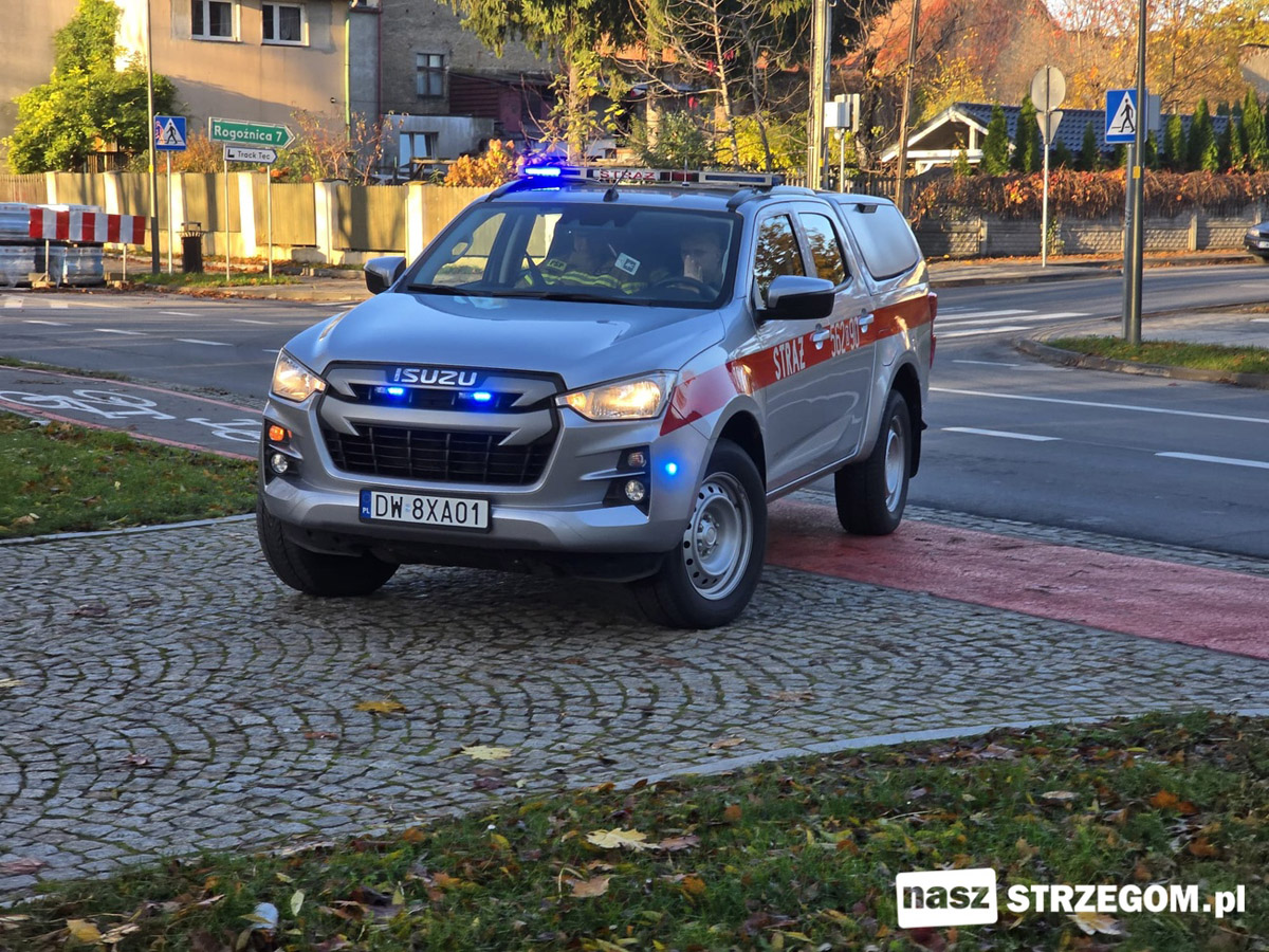 Pożar w zakładzie pracy przy Alei Wojska Polskiego w Strzegomiu [FOTO] 