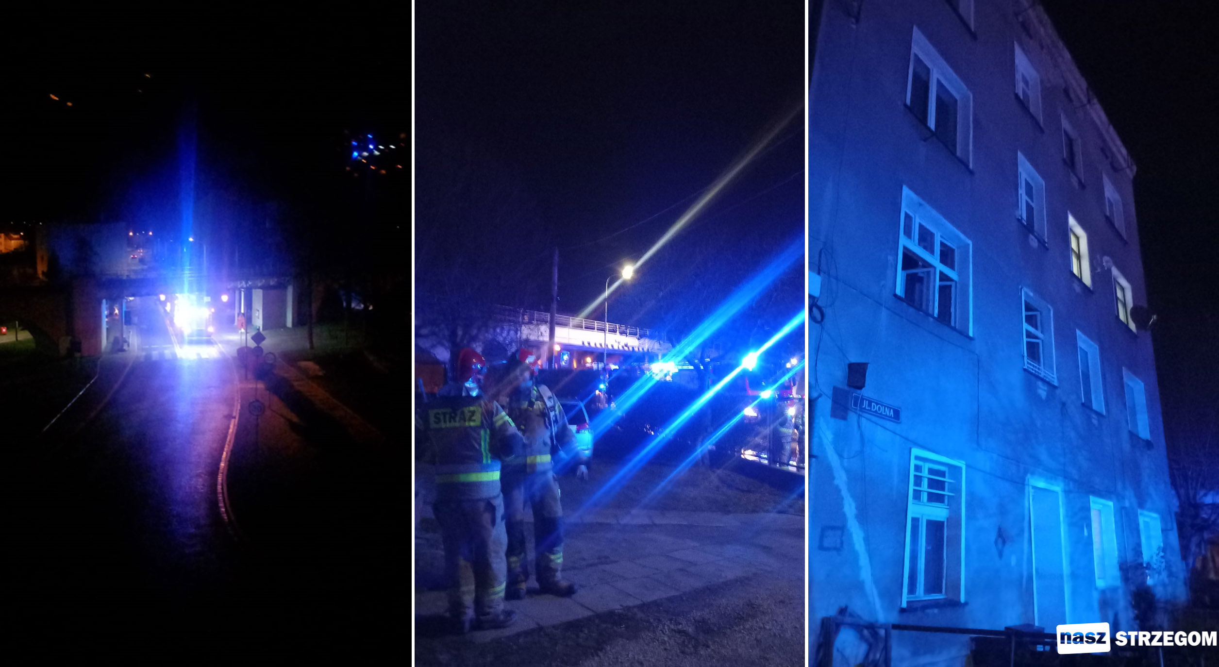  Nocna interwencja służb przy ulicy Dolnej w Strzegomiu [FOTO] 