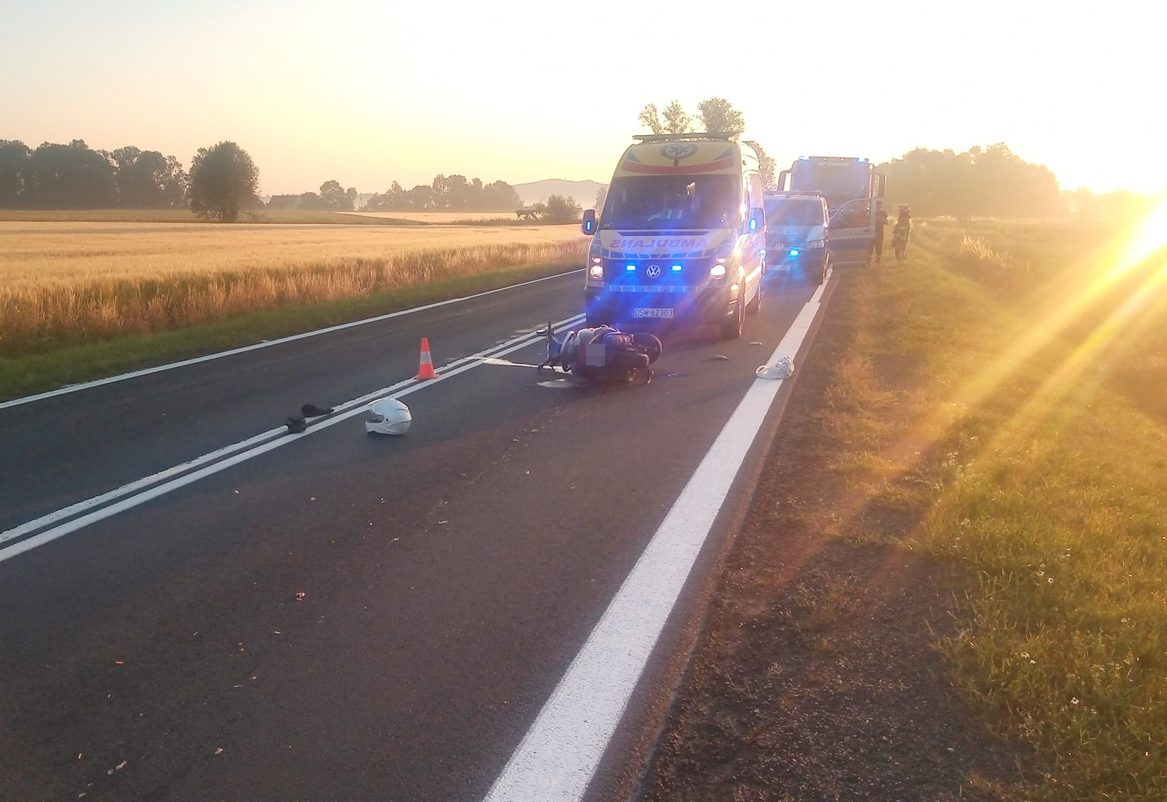 Motocyklista zderzył się z dzikiem na krajowej 